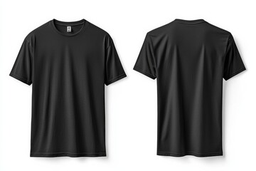 Black Tshirt Mockup Front and Back Isolated created with Generative AI