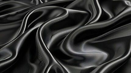 Obraz premium Smooth Black Fabric Draped in Elegant Waves