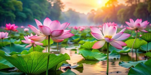 Beautiful lotus flowers in the pond of Hanoi, Vietnam, lotus, flowers, pond, Hanoi, Vietnam, nature, pink, water, reflection