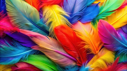 Obraz premium Close up of vibrant, colorful feathers , bird, plumage, texture, close-up, detail, macro, vivid, multicolored, pattern