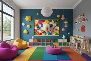 Colorful 3D Mockup Frame for Creative Kids Room Decor