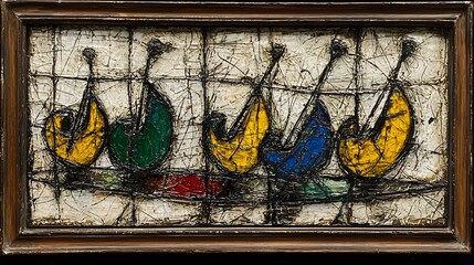 Abstract Composition of Five Shapes