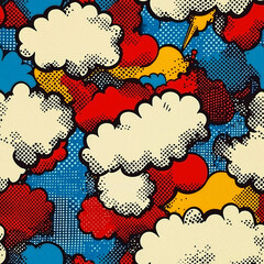 Pop art style comic book conversation bubbles, seamless pattern