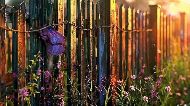 a fence  and  flowers