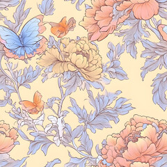 Chinese-inspired doodle tile seamless patterns in an illustrator graphic style