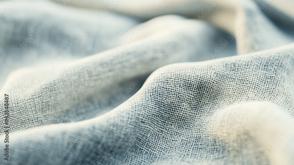 Poster soft linen fabric draping gently in natural light, highlighting its texture and color variation