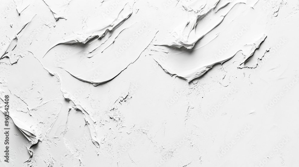 Aufkleber textured white surface with abstract patterns created by paint or plaster layers in natural lighting