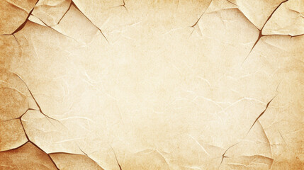 Faded vintage paper background with cracked edges, perfect for various design projects.