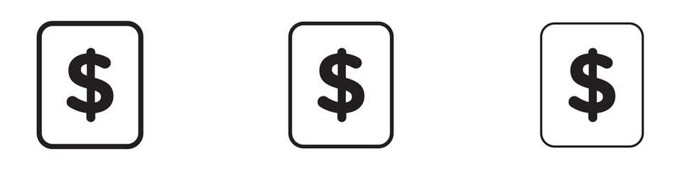 Dollar vector icon set in black color.