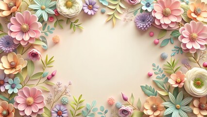 Fototapeta premium Beautiful frame with abstract flowers in pastel colors , pastel, abstract, flowers, elegant, design, delicate, beauty