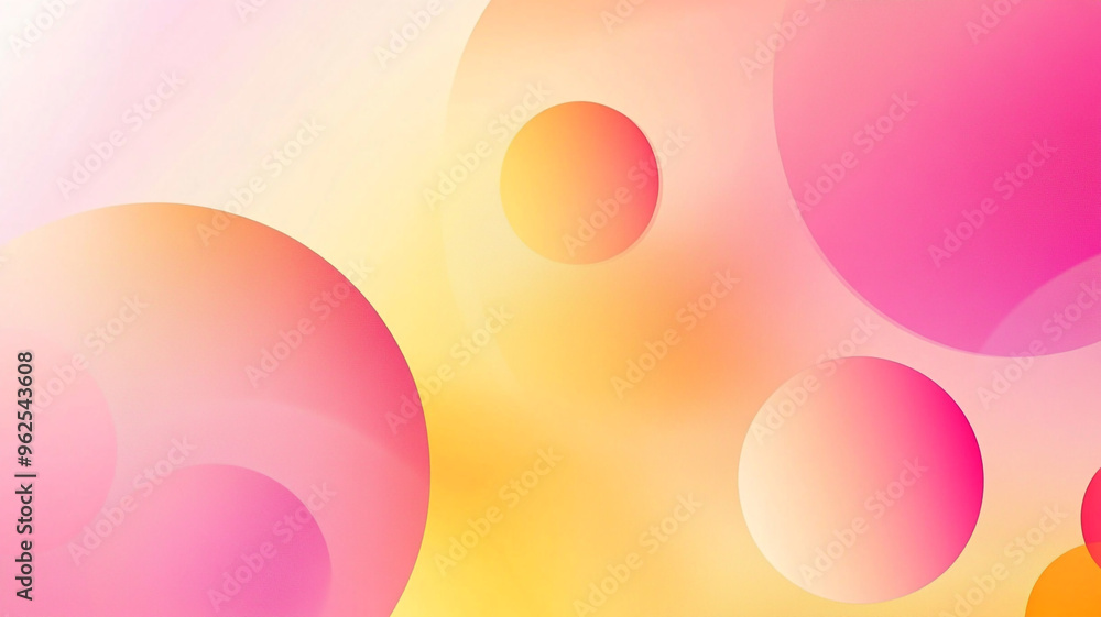 Poster vibrant abstract illustration featuring colorful circular shapes on a soft gradient background