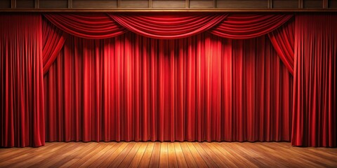 A stage with red curtains , theater, performance, show, entertainment, stage, curtain, red, spotlight, drama
