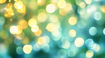 A soft, dreamy bokeh background with overlapping circles in pastel shades of blue, green, and yellow. The abstract light effect creates a soothing and airy atmosphere, perfect for serene designs.