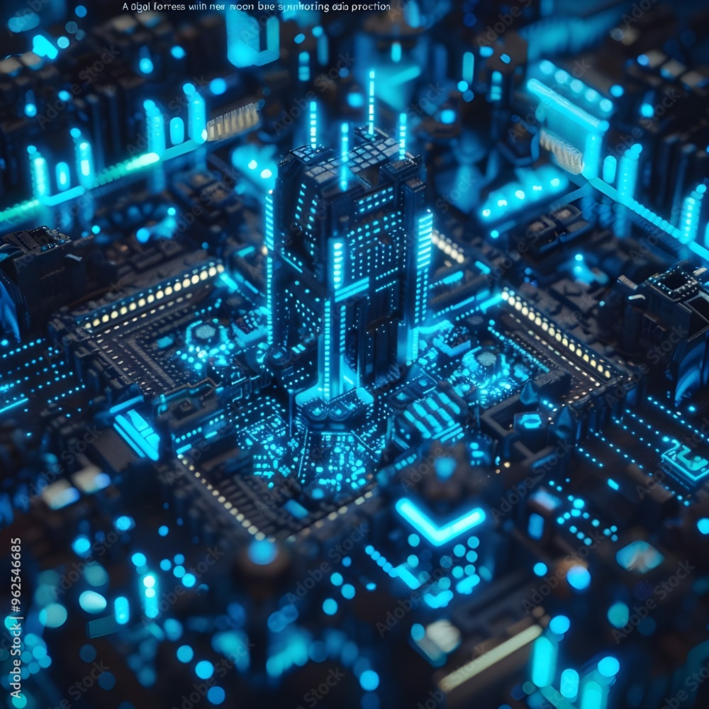 Aufkleber close-up of an electronic circuit board with a processor and microchips showcasing technology and en