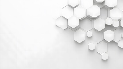 Obraz premium A sleek, minimalistic background featuring a row of translucent hexagons in light shades of gray and white, creating a futuristic and clean design.