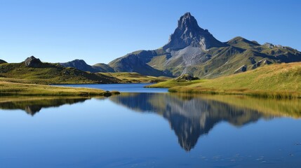 Fototapeta premium Mountain Peak Reflected in a Calm Lake