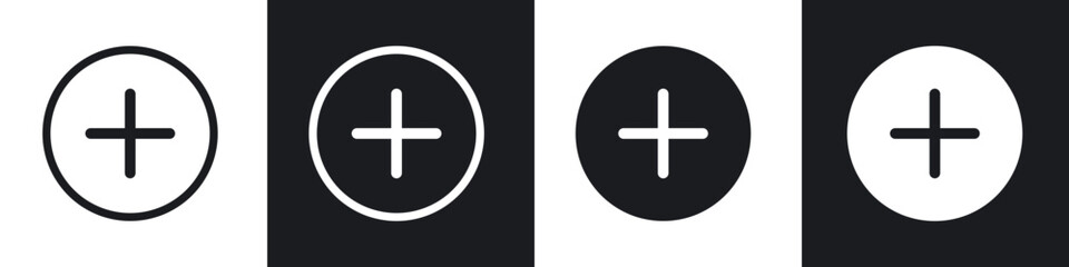 Plus line icon vector illustration set.