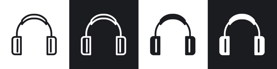 Headset line icon vector illustration set.