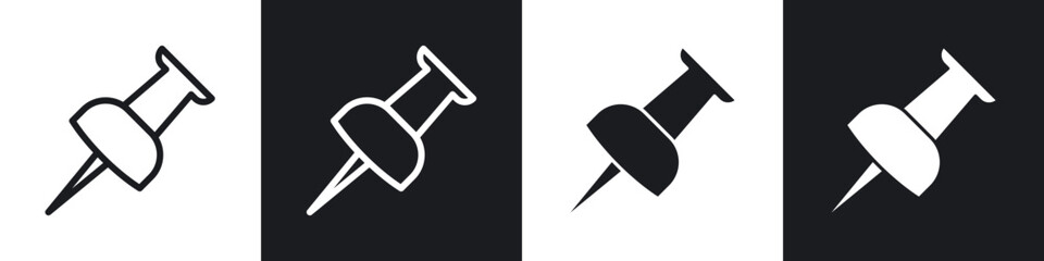 Thumbtack line icon vector illustration set.