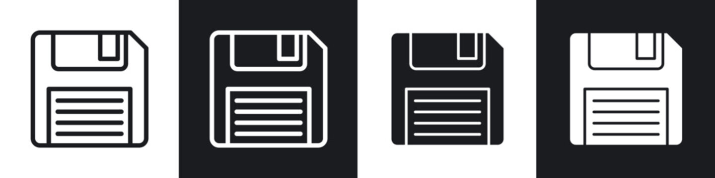 Floppy disk line icon vector illustration set.