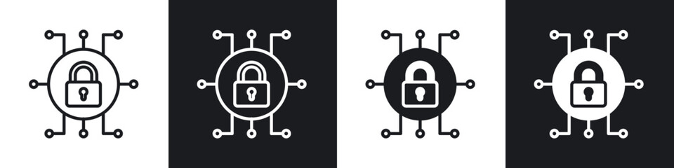 Cyber security line icon vector illustration set.