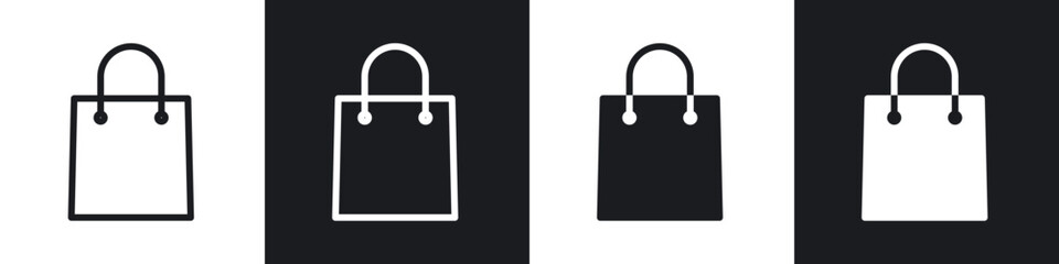 Shopping bag line icon vector illustration set.