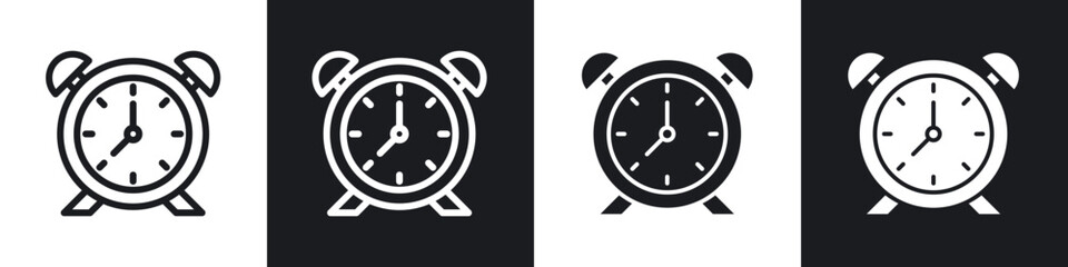 Alarm clock line icon vector illustration set.