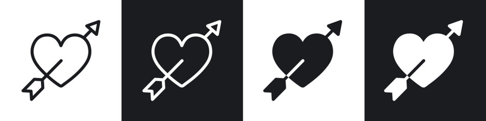 Heart with arrow line icon vector illustration set.