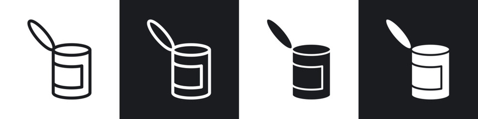 Open tin can line icon vector illustration set.