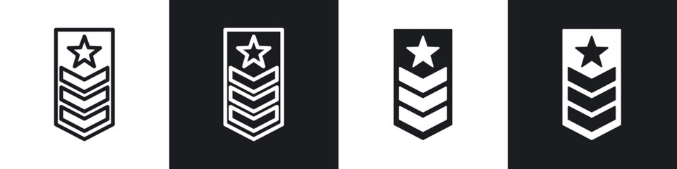 Military rank badge line icon vector illustration set.