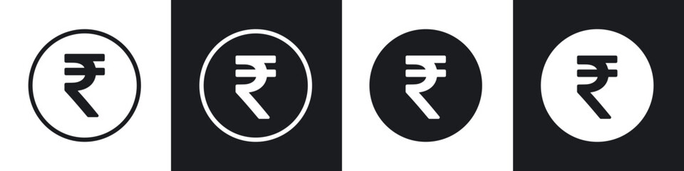 Indian rupee line icon vector illustration set.