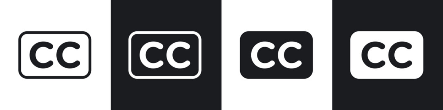 Closed caption line icon vector illustration set.