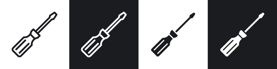 Screwdriver line icon vector illustration set.