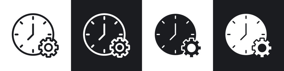 Time management line icon vector illustration set.
