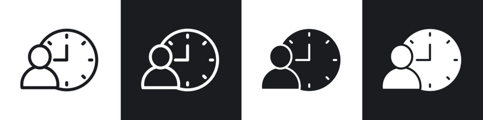 Office hours line icon vector illustration set.