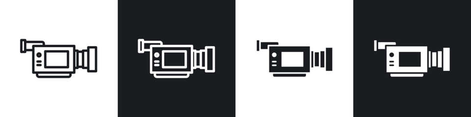 TV camera line icon vector illustration set.
