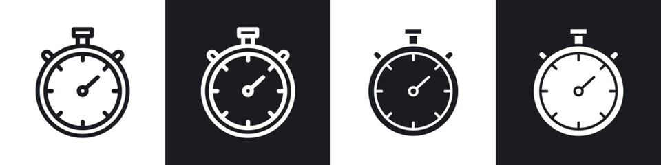 Stopwatch line icon vector illustration set.