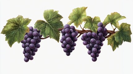 Fototapeta premium A bunch of purple grapes hanging from a vine