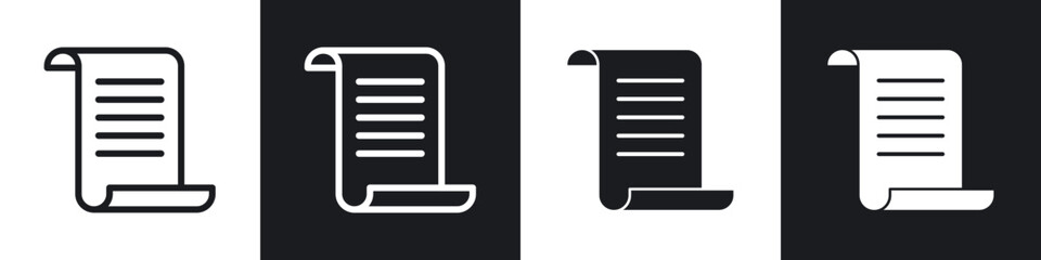 Scroll paper line icon vector illustration set.