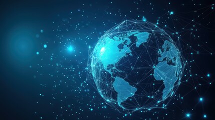 Fototapeta premium A blue globe with a network of lines surrounding it