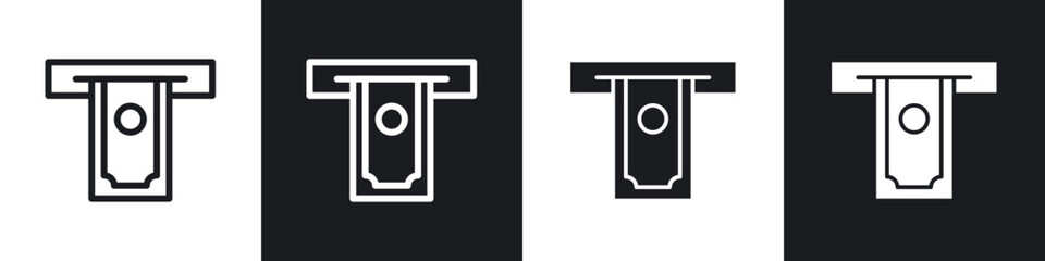 ATM cash line icon vector illustration set.