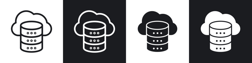 Cloud database line icon vector illustration set.