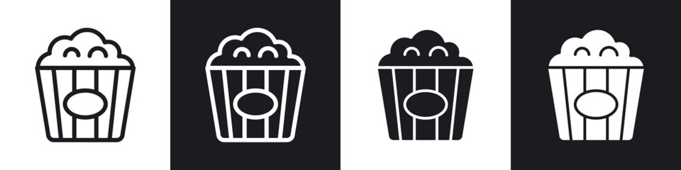 Popcorn line icon vector illustration set.