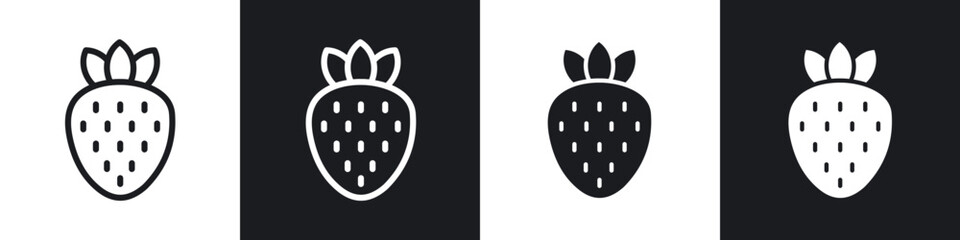 Strawberry line icon vector illustration set.