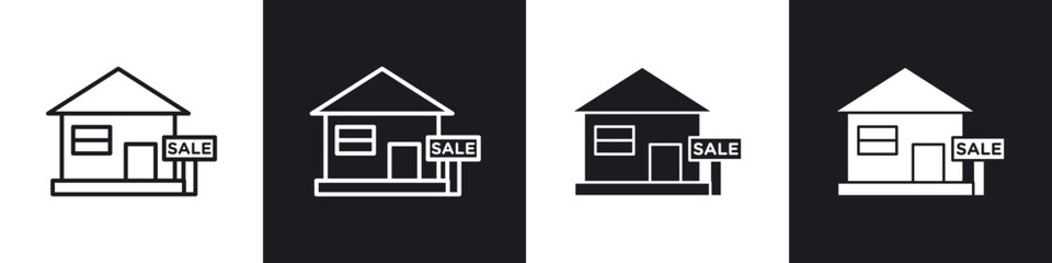 House for sale line icon vector illustration set.