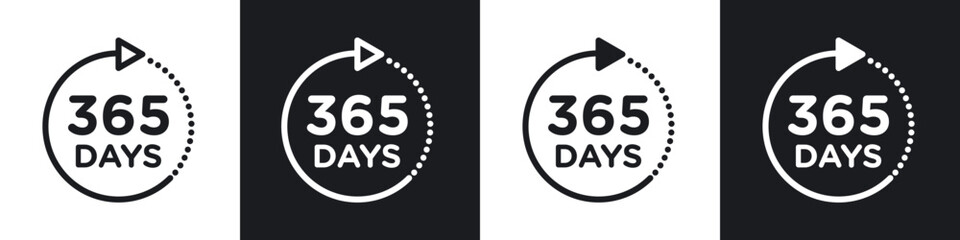 365 Day line icon vector illustration set.