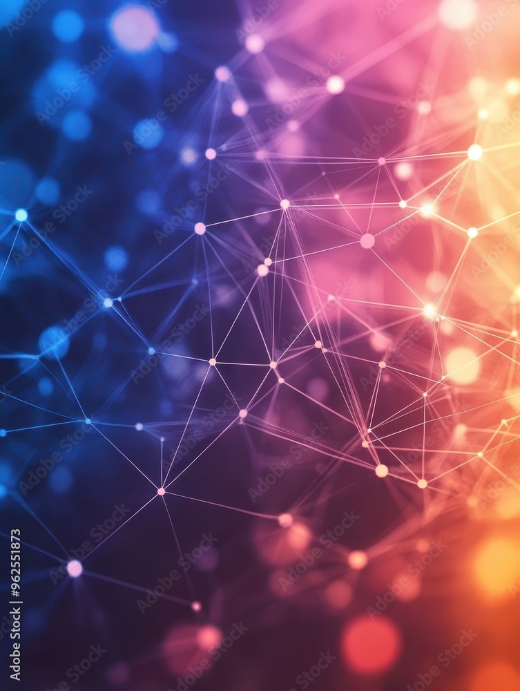 Poster a colorful image of a web of lines and dots