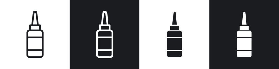 Nasal spray bottle line icon vector illustration set.