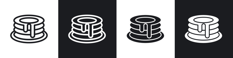Pancakes line icon vector illustration set.