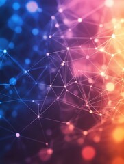 A colorful image of a web of lines and dots